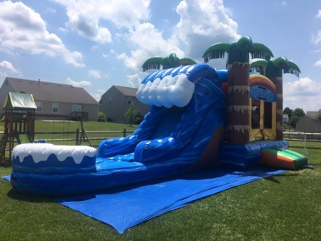Wet or Dry Tropical Wave Bounce House Slide Combo Wet or Dry Tropical Wave Bounce House Slide Combo